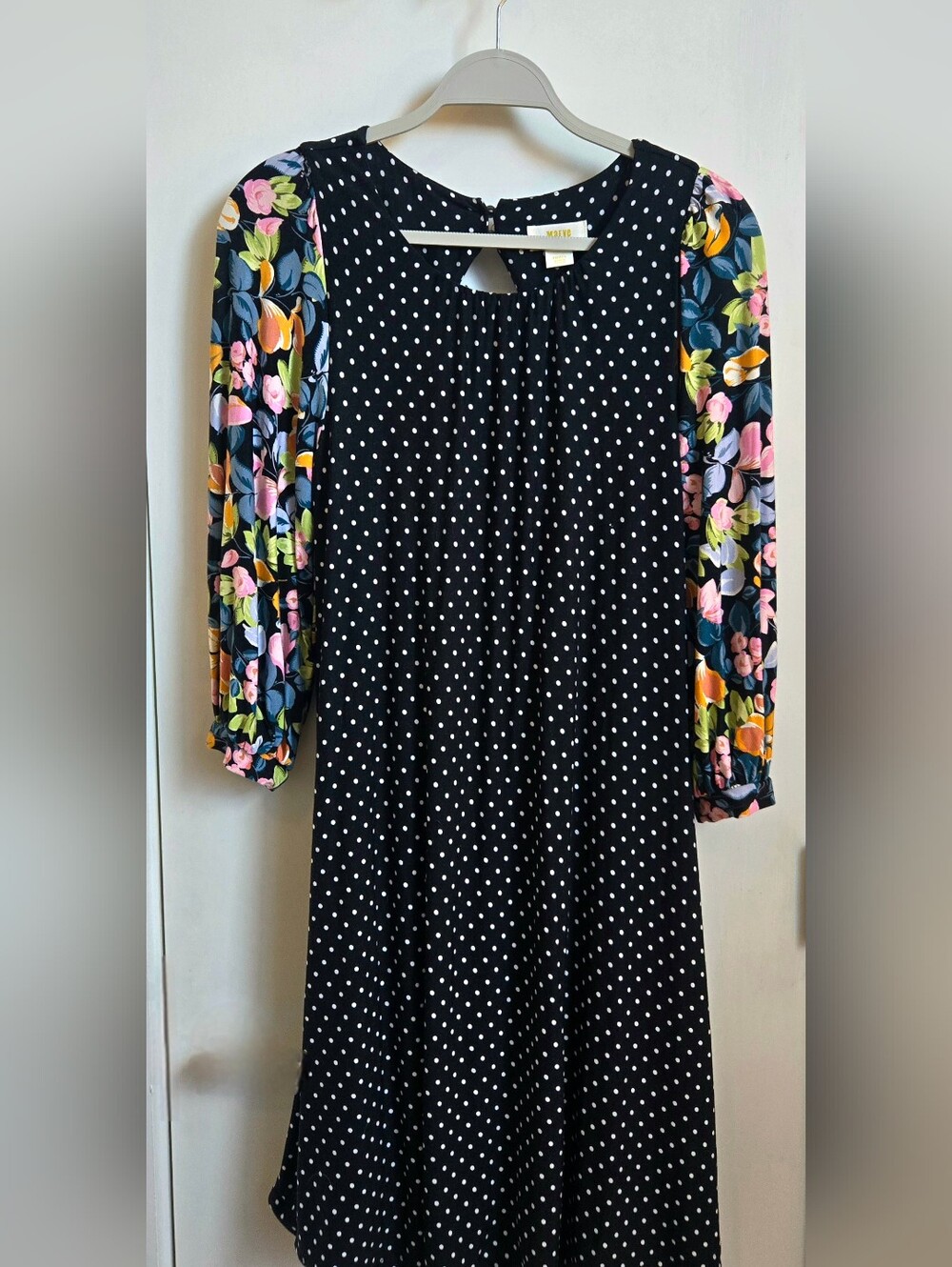 Anthropologie Maeve Sawyer Polka Dot Floral Balloon Sleeve Tunic Dress Size S